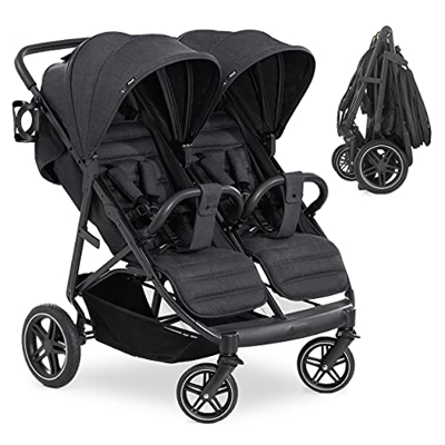 Hauck Passeggino gemellare UpTown con funzione sdraiata, pieghevole, fino a 30 kg, colore: nero melange