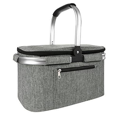 Vintoney 22L Borsa per Picnic Borsa Termica Isolata Sacchetti della Spesa isolati per Cibi Caldi o Freddi, Borsa Pranzo Pieghevole, Borsa della Spesa 