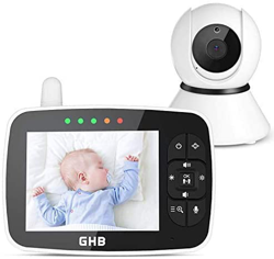 GHB - Monitor per bambino, fotocamera 3,5 pollici, LCD, rotazione di 350°, supporta 4 telecamere video per bambini, 2,4 GHz, sensore di temperatura, c en oferta