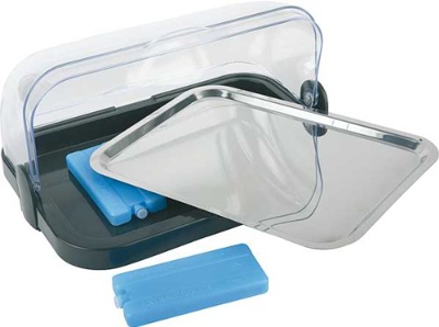 Getgastro - Espositore refrigerato per buffet, 4 pz, compresa batteria, colore: nero