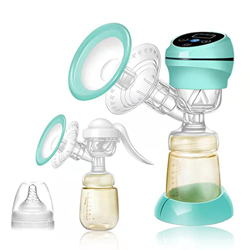 Tiralatte elettrico a mano Tiralatte 2 in 1 Pompa di aspirazione elettrica portatile con cuscino in silicone morbido e leva ergonomica della pompa, al precio