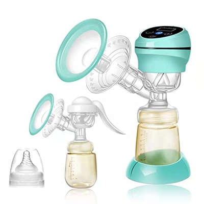 Tiralatte elettrico a mano Tiralatte 2 in 1 Pompa di aspirazione elettrica portatile con cuscino in silicone morbido e leva ergonomica della pompa, al