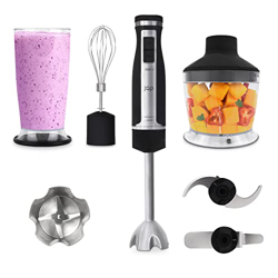 JAP Q-Blend 5 in 1 Set Frullatore a Immersione - 1500W Minipimer Mixer - 21 velocità - Inossidabile - 5 Accessori - Acciaio e Nero características