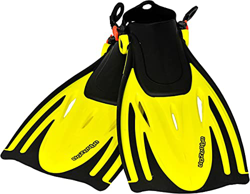 AQUAZON BARRACUDA Pinne da bambino , pinne da sub regolabili, ideali per lo snorkeling, le immersioni o come pinne da nuoto o snorkeling, colour:yello precio