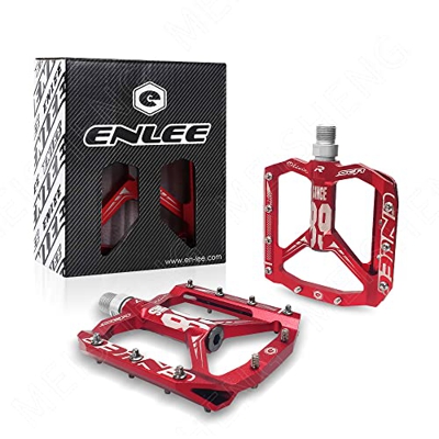 ENLEE Pedali Bici, Pedali Flat MTB, Pedali Ciclismo 9/16", Lega Di Alluminio Universali Superficie Larga, Antiscivolo, Impermeabile, Anti ruggine, Fac