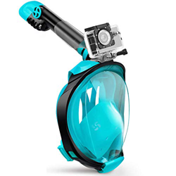 X99 Maschera subacquea, maschera snorkeling Integrale 180 vista panoramica Dry Top design sicuro anti-appannamento e Anti-perdite con supporto staccab características