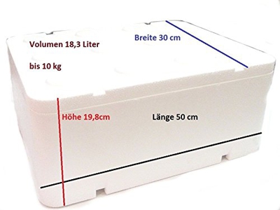 Scatola termica in polistirolo con coperchio, 18,32 l, 500 x 300 x 198 mm, per campeggio