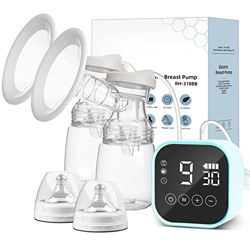 facaio pompa elettrica a doppio seno, Tiralatte elettrico Doppia pompa portatile, pompa per allattamento al seno con 4 modalità e 9 livelli, pompa per en oferta