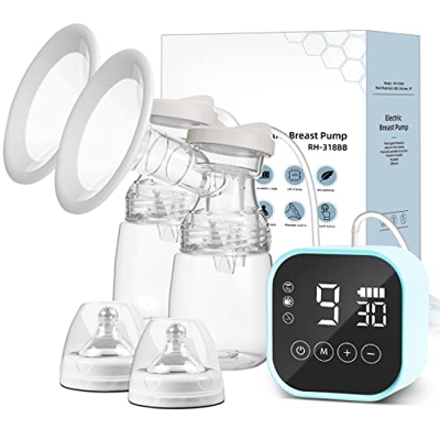 facaio pompa elettrica a doppio seno, Tiralatte elettrico Doppia pompa portatile, pompa per allattamento al seno con 4 modalità e 9 livelli, pompa per