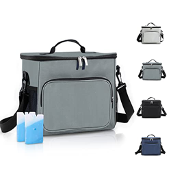 10L borsa termica porta pranzo, borsa frigo pieghevole con 2 impacchi di ghiaccio per ciclismo, campeggio, viaggi (Grigio) en oferta