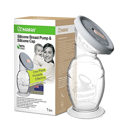 haakaa Tiralatte manuale da 100 ml (base) – Design in un unico pezzo con base di aspirazione e tappo in silicone, per uso alimentare e latte per mamme