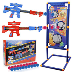 MOMSIV Shooting Target Game Set, Kids 2pcs Air Power Popper Guns Toy con punteggio in Piedi Target e 20pcs Soft Foam Balls, Outdoor Garden Game per Ba precio