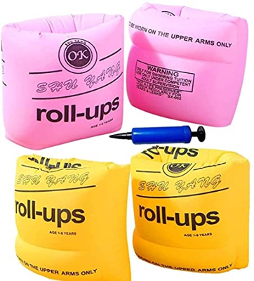 Babioms Braccioli Bambini Float Roll Up Sleeves for Children Braccioli Da Nuoto Gonfiabili 4 Pezzi Banda Di Braccio Gonfiabile Porta1pompa,Adatto a Ba