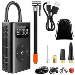 yanace Compressori Portatili,Portable Electric Air Pump,Pompa elettrica dell'Aria,5200mAh/150PSI, British French American Valve correspond,USB Type-C  características