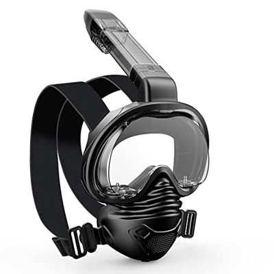 Maschera da Immersione Maschera a Pieno Facciale, Maschera da Snorkeling Pieghevole con Visuale Panoramica 180° e Supporto per Fotocamera, Anti-Appann