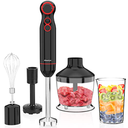 Ahoolye Frullatori Immersione 800 W, Minipimer Mixer 5 in 1, 20 Velocità, Nero e Rosso en oferta