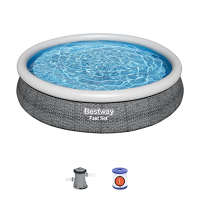 Bestway 57445 Piscina gonfiabile Fast Set forma rotonda da 366x76 cm grigia