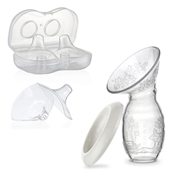 Tiralatte manuale + 2 paracapezzoli allattamento - Pack Tiralatte con paracapezzoli protettivi in silicone senza BPA. Design portatile, compatto e fac en oferta