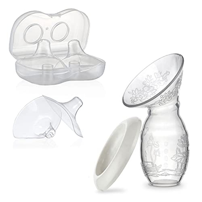 Tiralatte manuale + 2 paracapezzoli allattamento - Pack Tiralatte con paracapezzoli protettivi in silicone senza BPA. Design portatile, compatto e fac