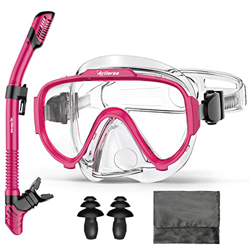Arlierss Set per Snorkeling, Anti-Fog Maschera Subacquea Panoramica a 180 Gradi e Snorkel Pieghevole, Anti-Perdite Maschera Snorkeling, Set Snorkeling características