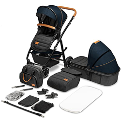 LIONELO Amber Passeggino Set 2 in 1 carrozzina con sedile sportivo e borsa fissa per navicella copertura zanzariera telo parapioggia tappetino per fas en oferta