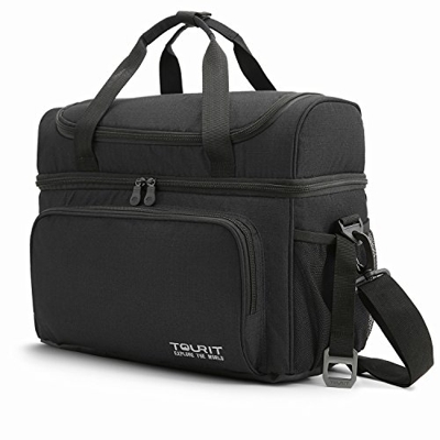 TOURIT Borsa Termica 22L Borsa Frigo Porta Pranzo Grande capacità Borsa Frigo Pranzo Ufficio Campingaz 38L x 27W x 21H cm Nero