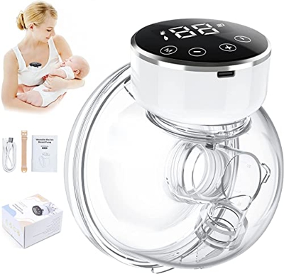 URMYWO Tiralatte Elettrico, Tiralatte Portatile Indossabile, 3 Modalità e 9 Livelli Tiralatte Senza Fili, Display LCD,Tiralatte a Mani Libere con Moda