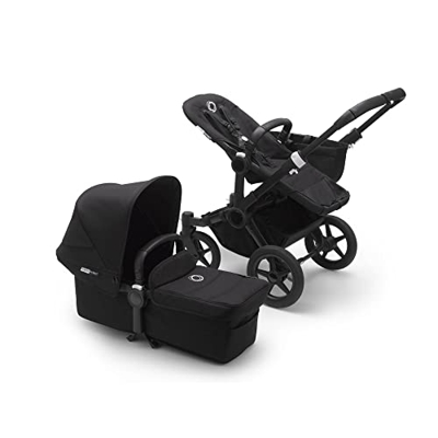 Bugaboo Donkey 3 – Passeggino singolo e passeggino gemellare in un unico – Passeggino pieghevole leggero con tettuccio parasole Nero e telaio in Nero
