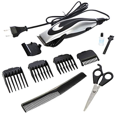 com-four® Set tagliacapelli da 10 Pezzi, tagliacapelli e regolabarba, Diversi Accessori, Alimentazione elettrica, per Acconciature Corte e pulite (10 