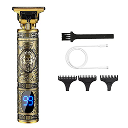 Rasoio elettrico da uomo, per testa, ricarica USB, impermeabile, display LCD, 3 pettini guida en oferta