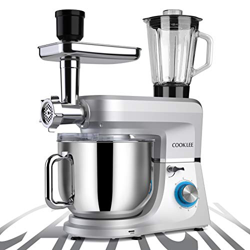 COOKLEE robot da cucina 6 in 1, impastatrice, frullatore elettrico a 10 velocità, 8 l, 1500 W, con gancio per impastare, ciotola, mazza, frusta e cope en oferta