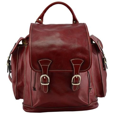 Zaino In Vera Pelle Colore Rosso - Pelletteria Toscana Made In Italy - Zaino