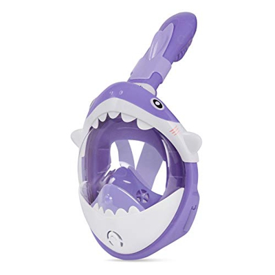 Glymnis Maschera Snorkeling Bambini Forma di Squalo Maschera Subacquea per Bambini a Vista Panoramica 180°, Anti-Appannamento, Anti-Infiltrazioni, con