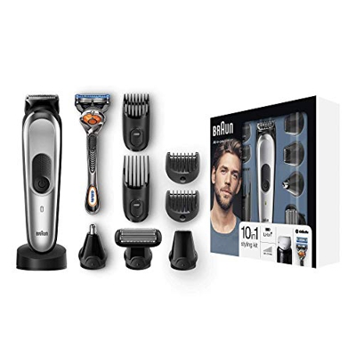 Braun Regolabarba Eletrico Uomo Tutto-in-1 MGK7020 Rifinitore, Barba, Tagliacapelli, Corpo, Naso/Orecchie e di Precisione, a Lamina, Lame Affilate, Ra