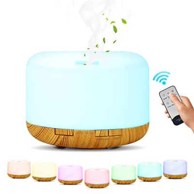 DASIAUTOEM Diffusore di Oli Essenziali, 500ML Umidificatore Ad Ultrasuoni Diffusore di Aromi, Umidificatori per Ambienti, Silenzioso con Telecomando 7