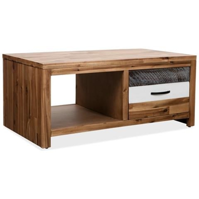 Tavolino Da Caffè In Legno Massello D'acacia 90x50x37,5 Cm