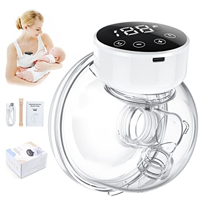 URMYWO Tiralatte Elettrico, Tiralatte Portatile Indossabile, 3 Modalità e 9 Livelli Tiralatte Senza Fili, Display LCD,Tiralatte a Mani Libere con Moda