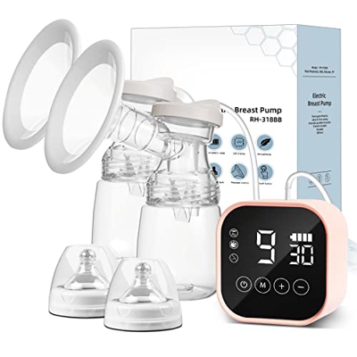 facaio pompa elettrica a doppio seno, Tiralatte elettrico Doppia pompa portatile, pompa per allattamento al seno con 4 modalità e 9 livelli, pompa per