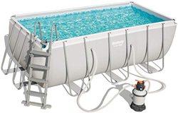 Bestway Power Steel - Piscina rettangolare in pratico set completo con filtro a sabbia, 412 x 201 x 122 cm en oferta