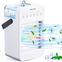 Mini condizionatore d'aria portatile,Condizionatore d'aria silenzioso Manwe,Oscillazione di 90°,7 Colori,3 Timer,4 in 1 USB Mini ventola di raffreddam precio
