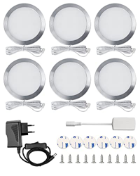 6 Pezzi Luci LED per Armadio, BRTech Luce LED Sottopensile Cucina Luce Notturna 3000K Bianco Caldo Luci per Armadio Lampada LED per Cucina Vetrina Gua en oferta