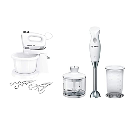 Bosch ElettrodomesticiBosch Clevermixx - Sbattitore Elettrico Con Ciotola Da 3 L A Rotazione Automatica, 400 W, 4 Velocità E Turbo & Msm6B500 Clevermi