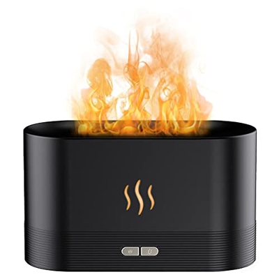 Foreverup Diffusore di Aromi con Effetto Fiamma, Umidificatore a Fiamma, Diffusore da 180 ml per Oli Essenziali Umidificatore con 2 Luminosità, Spegni