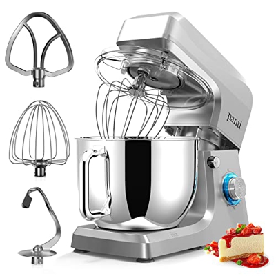 Robot da cucina Panti, 8,5 Qt. 660W 6 + P Speed Kitchen Aid con ganci per impasto, frusta, frullino e ventosa Accessori paraspruzzi sul fondo per cuoc