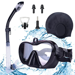 Augot Set Snorkeling, Anti Nebbia Maschera Snorkeling 180° Panoramico Maschera Subacquea with Tubi Nuoto Maschera Snorkeling Adulto Chiarissimo Snorke precio