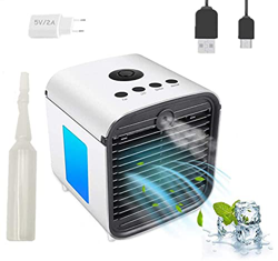 Raffreddatore d'Aria, Air Cooler Mini condizionatore portatile, Mini Umidificatore, Macchina per Aromaterapia, Nebulizzatore, 3 Velocità Selezionabili características