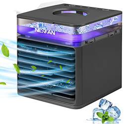 JIMACRO Mini Air Cooler, Condizionatore d'Aria Portatile, 4 in 1 Ventilatore USB dello Scrittorio Umidificatore e Purificatore con 7 LED Colori e Serb en oferta