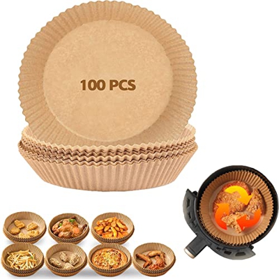 May Huang 100pcs Carta Pergamena per Friggitrice ad Aria,Fodera di Carta Usa e Getta per Friggitrice ad Aria,Carta da Forno Impermeabile ad Alta Tempe
