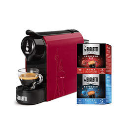 Bialetti Gioia, Macchina Caffè Espresso per Capsule in Alluminio, Incluse 32 Capsule, Supercompatta, Serbatoio 500 ml, Rosso precio