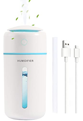MeYuxg Umidificatore 350ml, Umidificatore Mini USB, Umidificatore Portatile con Spegnimento Automatico, con Luci Notturne a 7 Colori, Adatto per l'asi